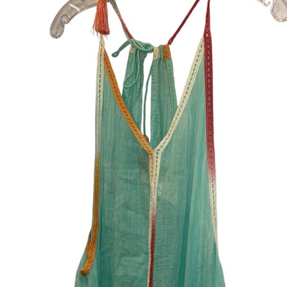 Z&L turquoise orange tie dye trim tassel tunic cover up dress bohemian m… - Picture 6 of 6